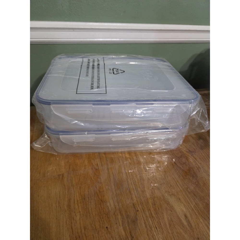Lock & Lock 2.7 L/2.9 Qt Rectangular Food Storage Set of 2 Clear 8x11